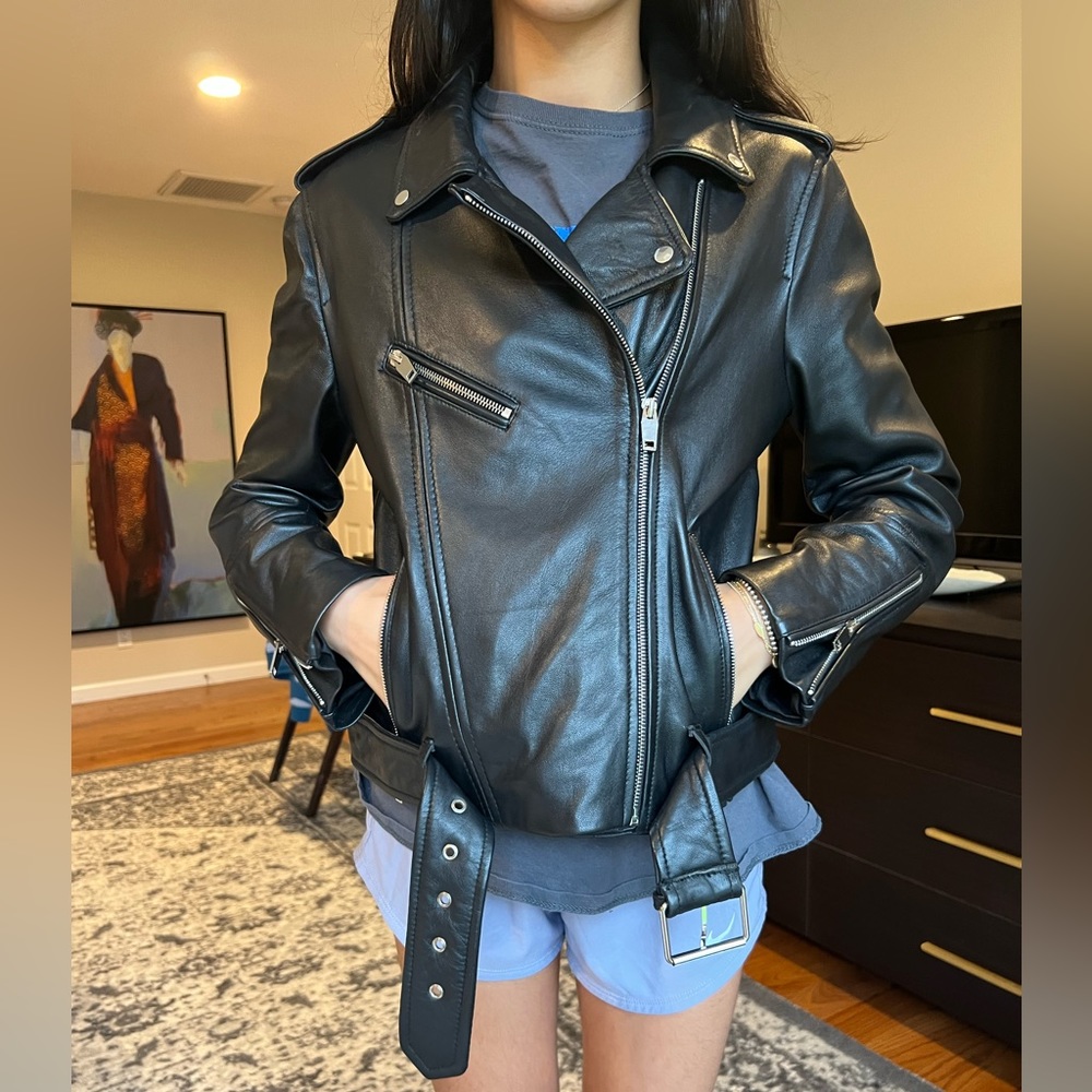 Zara Genuine Leather Biker Jacket